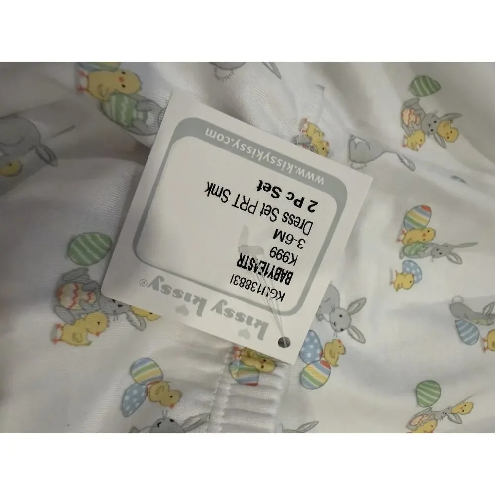 Kissy Kissy 3-6 Month Smocked Easter Peter Pan Collared Dress Bloomer Set Cotton